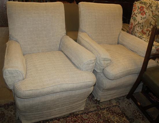 Pair late Victorian lounge armchairs